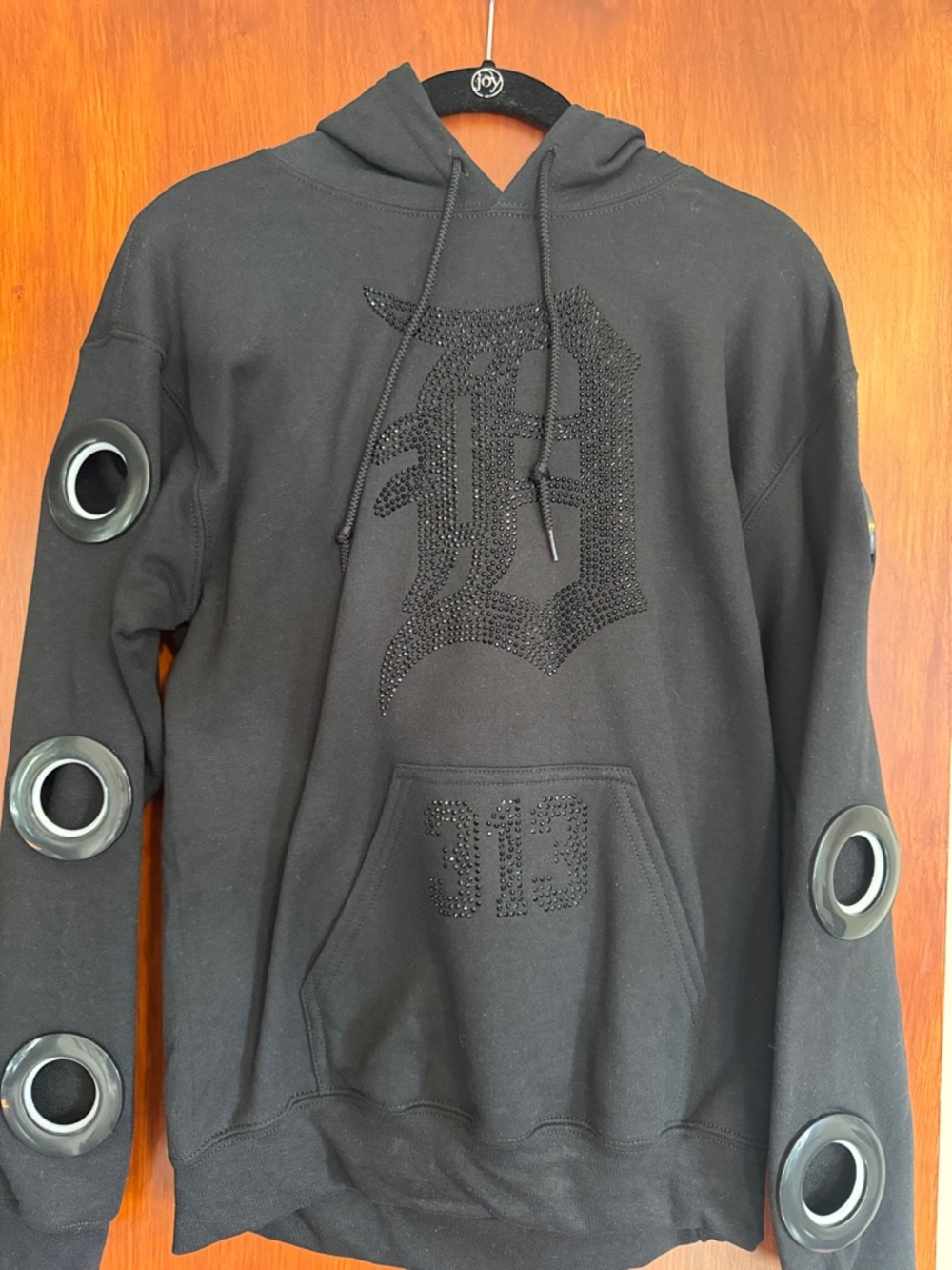 Black Embellished Hoodie Sweatshirt - Unbranded